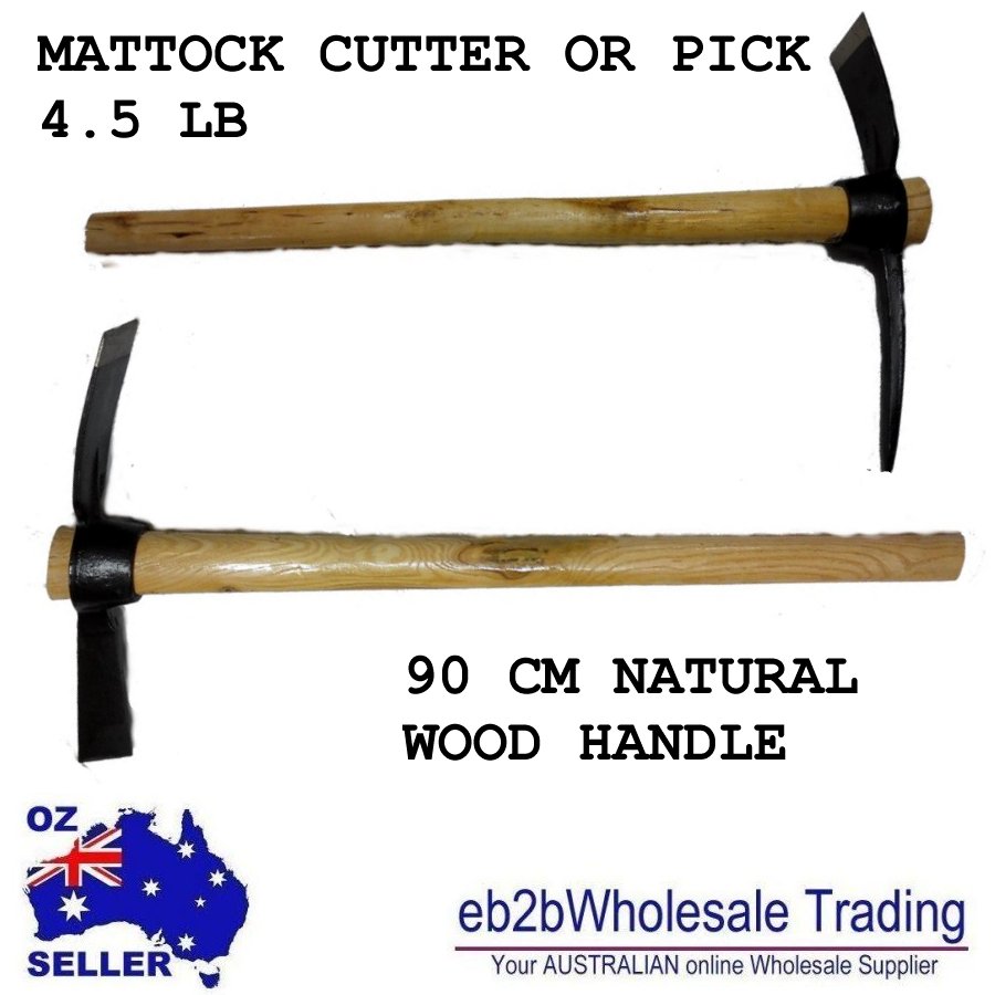 4.5 LB Mattock Pick or Cutter With Natural Wooden Handle 900mm point or cut head
