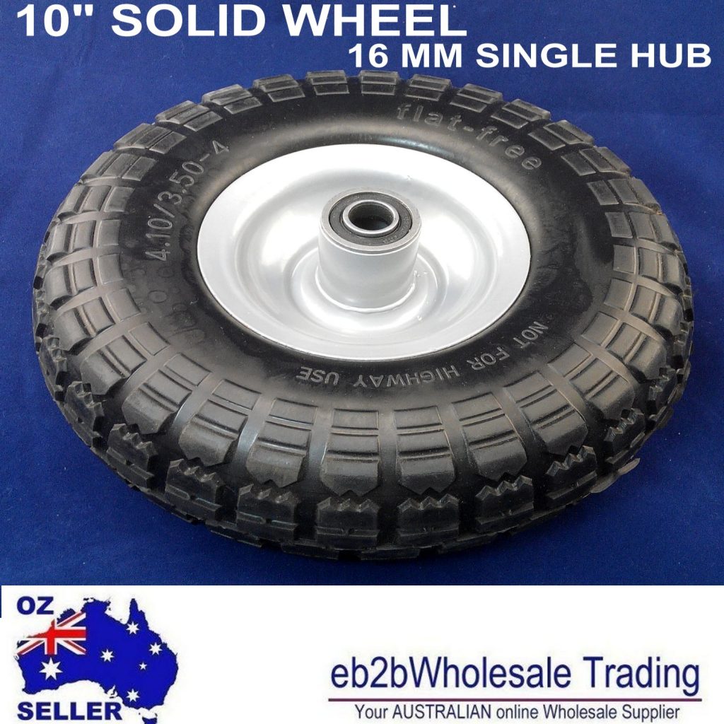 Solid 10″ Trolley Wheels 4.10 / 3.50-4 16mm single hub bearing Puncture Proof HD