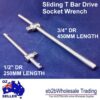 1/2" 3/4" Drive Chrome Plated Sliding T Bar Socket Wrench Breaker bar Heavy Duty
