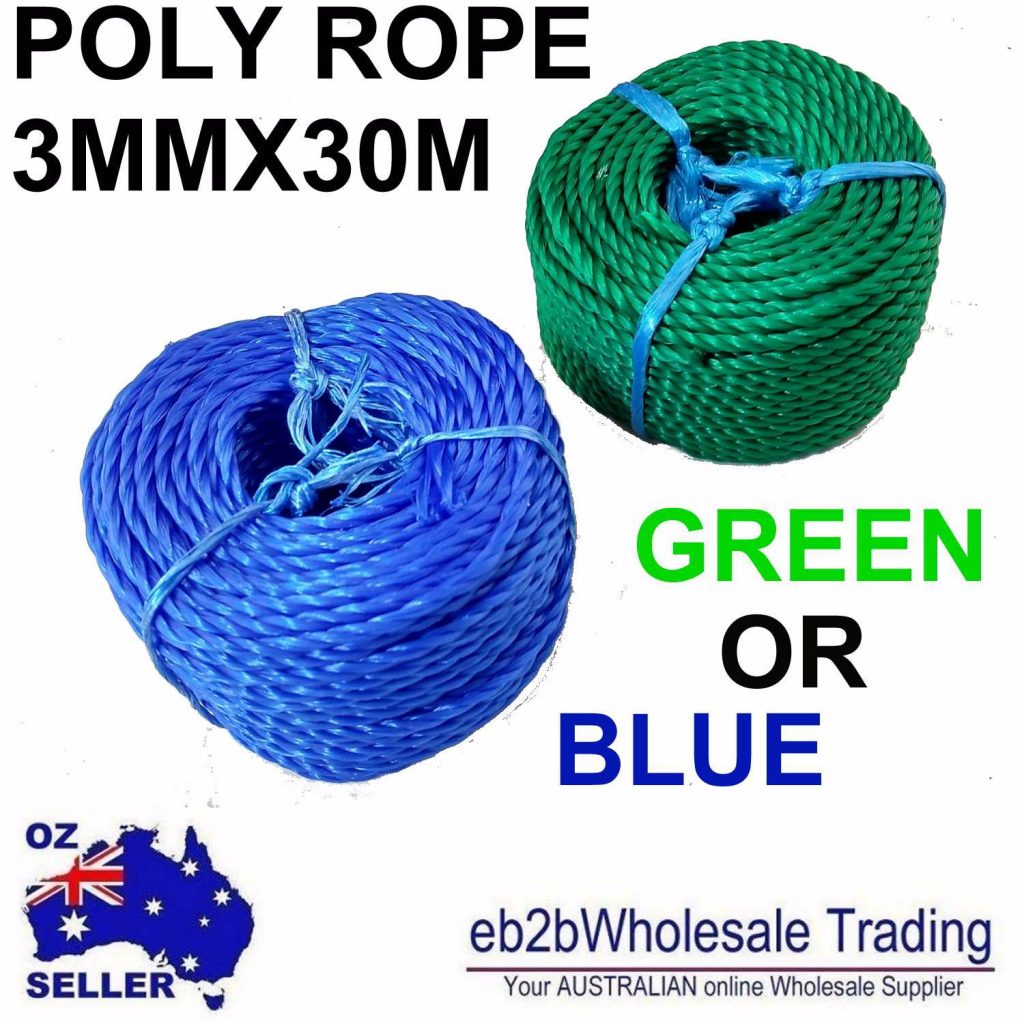 3MM X 30M Poly Rope Coils Roll Fence Camping Tarpaulins Sailing Agriculture