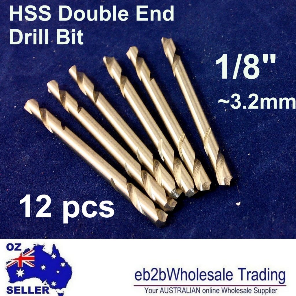 12pc 1/8″ HSS Double Ended Drill Bit End Set 3.2mm Aluminium Steel Drills