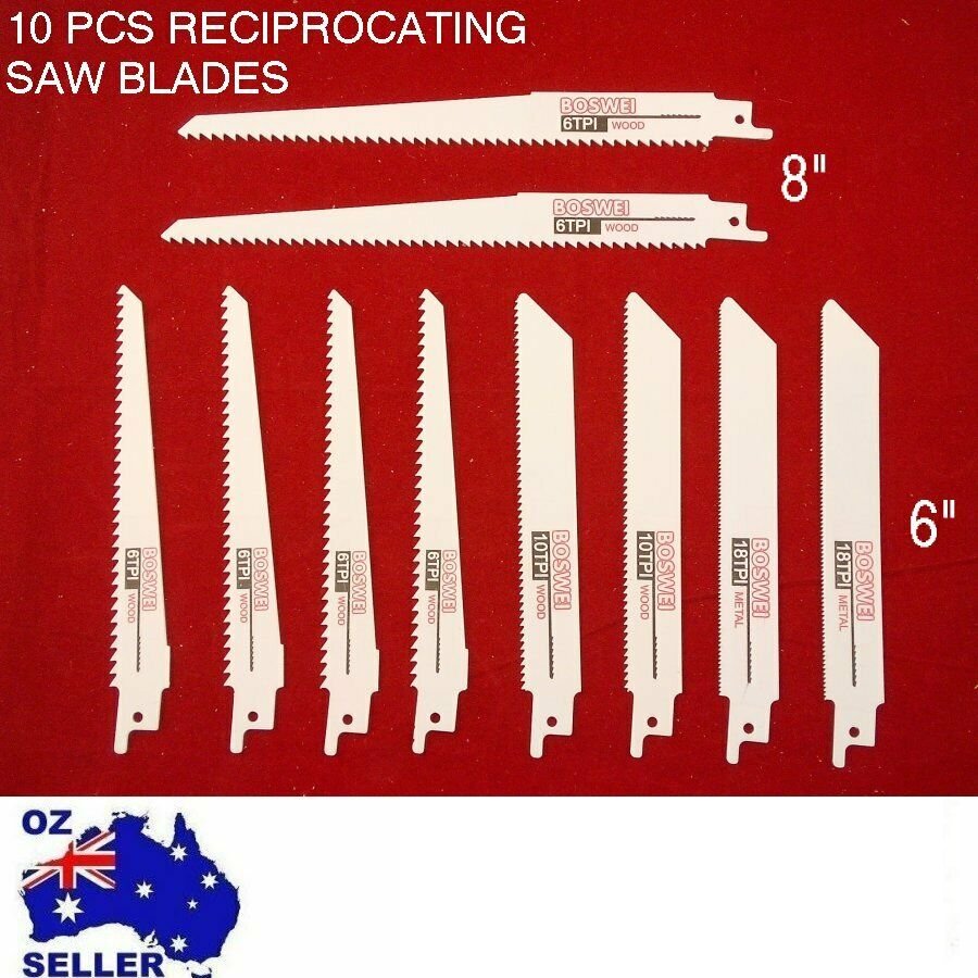 10 Pcs Reciprocating Saw Blade Set Wood Metal Sheet Pipe Blades Kit 6 10 18 tpi