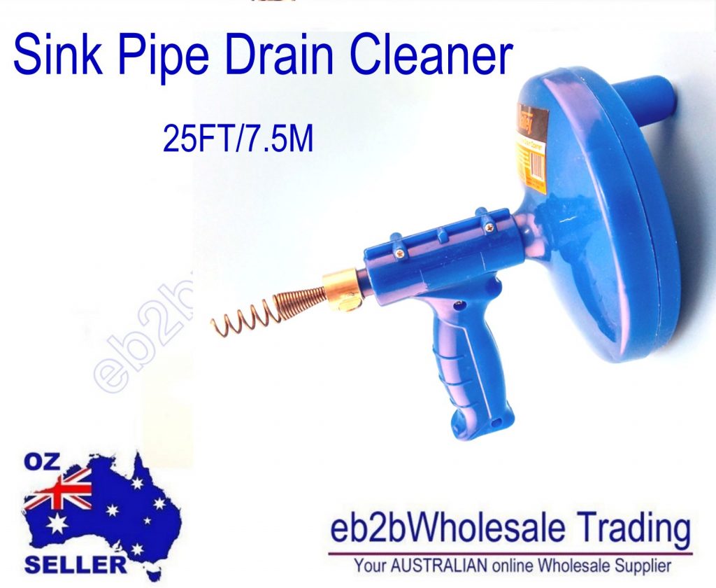 Sink Pipe Drain Cleaner Unblocker Auger Unblock Plunger with 7.5m Snake Cable